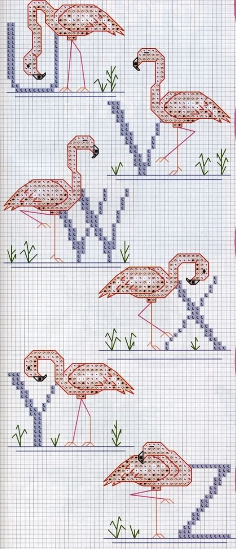 Cross stitch alphabet with pink storks (3)