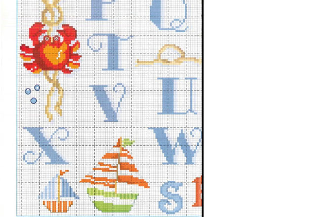 Cross stitch alphabet with sea (3)