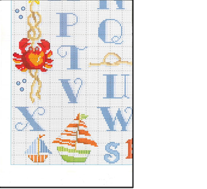 Cross stitch alphabet with sea (3)