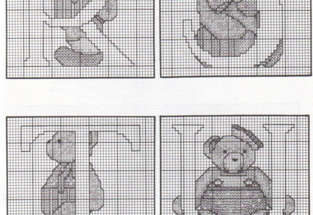 Cross stitch alphabet with sweet teddy bears (2)