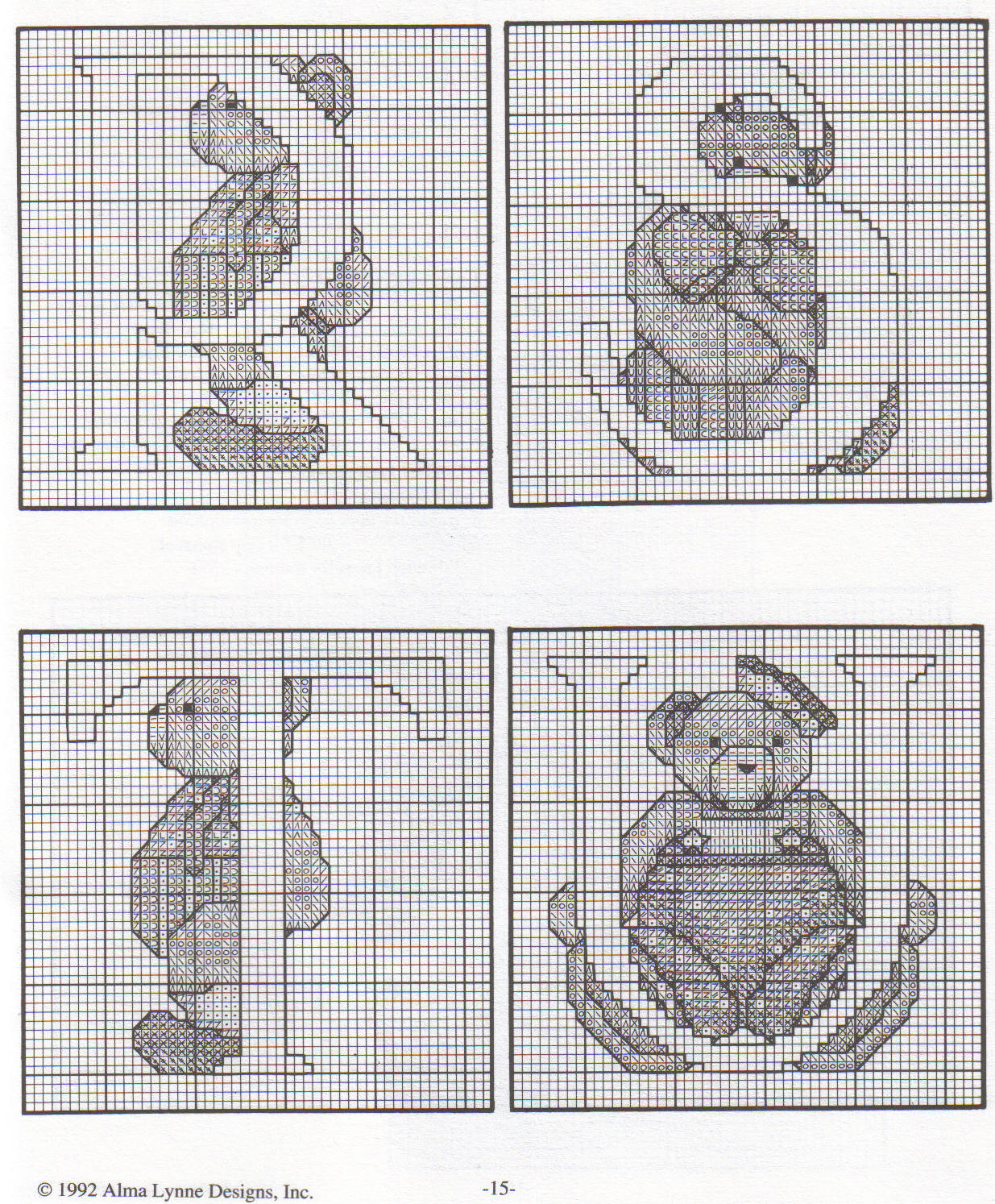 Cross stitch alphabet with sweet teddy bears (2)