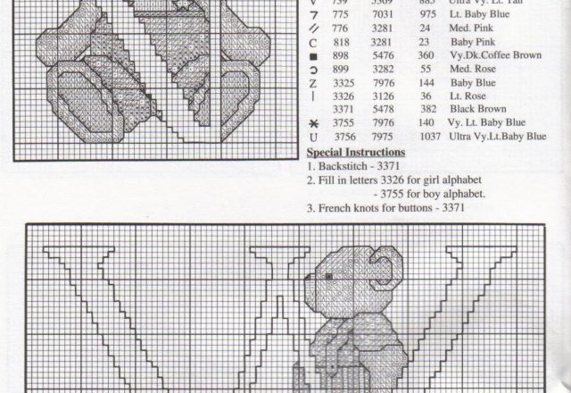 Cross stitch alphabet with sweet teddy bears (3)