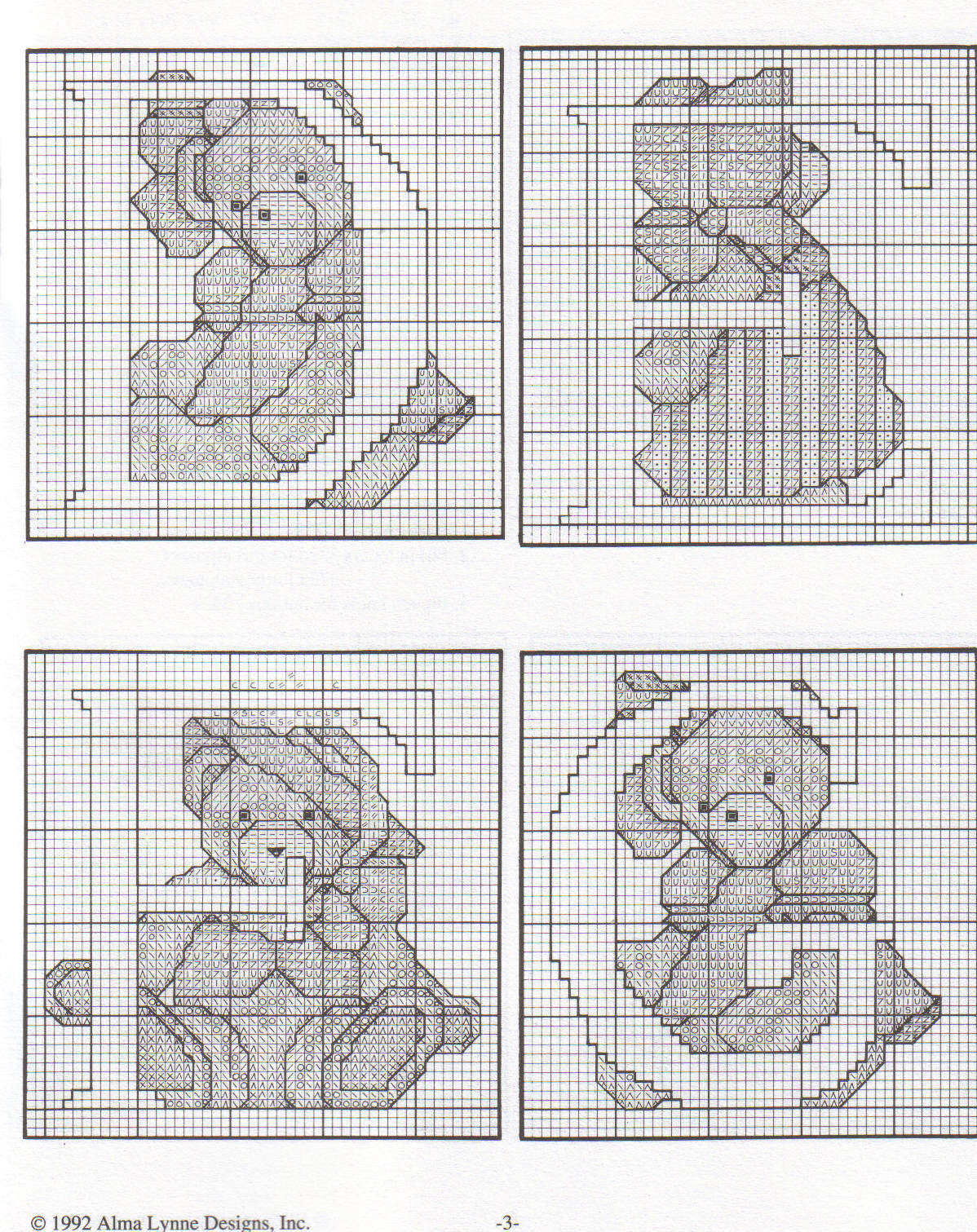 Cross stitch alphabet with sweet teddy bears (5)