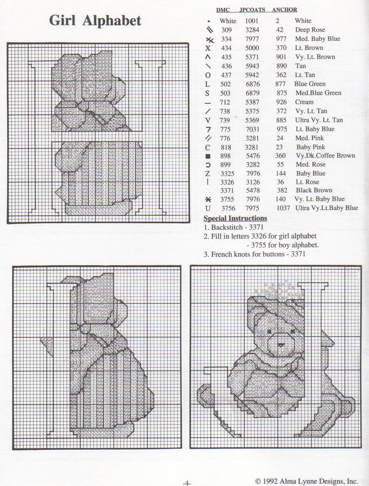 Cross stitch alphabet with sweet teddy bears (6)