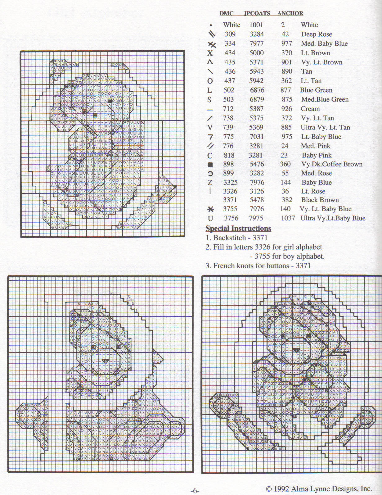 Cross stitch alphabet with sweet teddy bears (8)