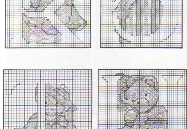 Cross stitch alphabet with sweet teddy bears (9)
