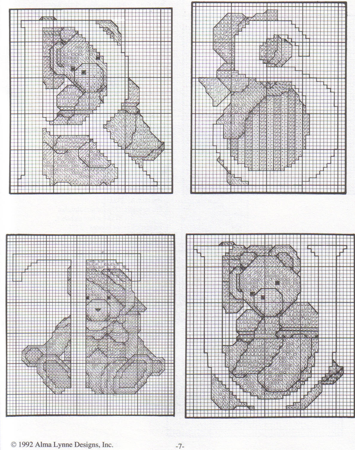 Cross stitch alphabet with sweet teddy bears (9)