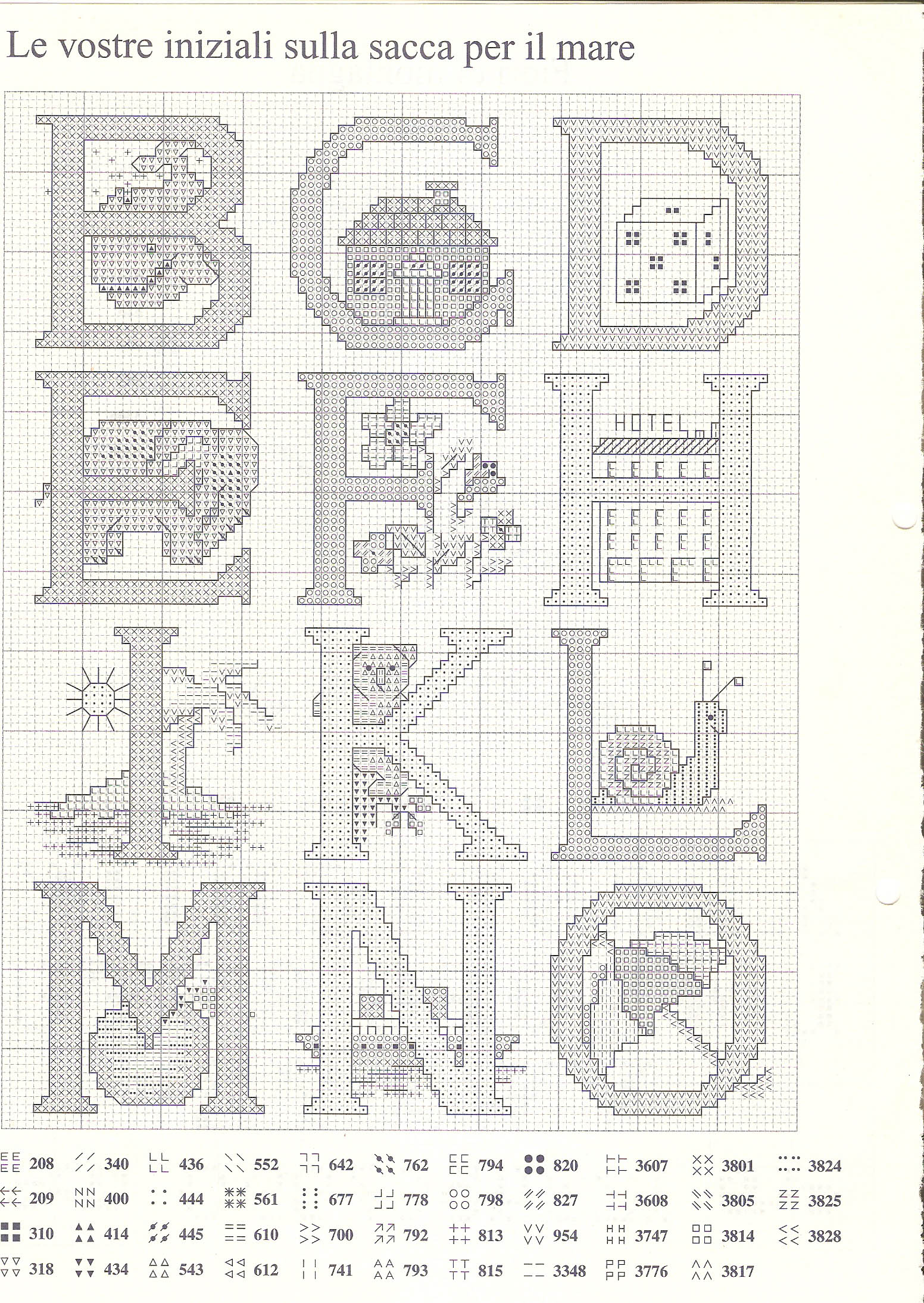Cross stitch alphabet with various objects (2)