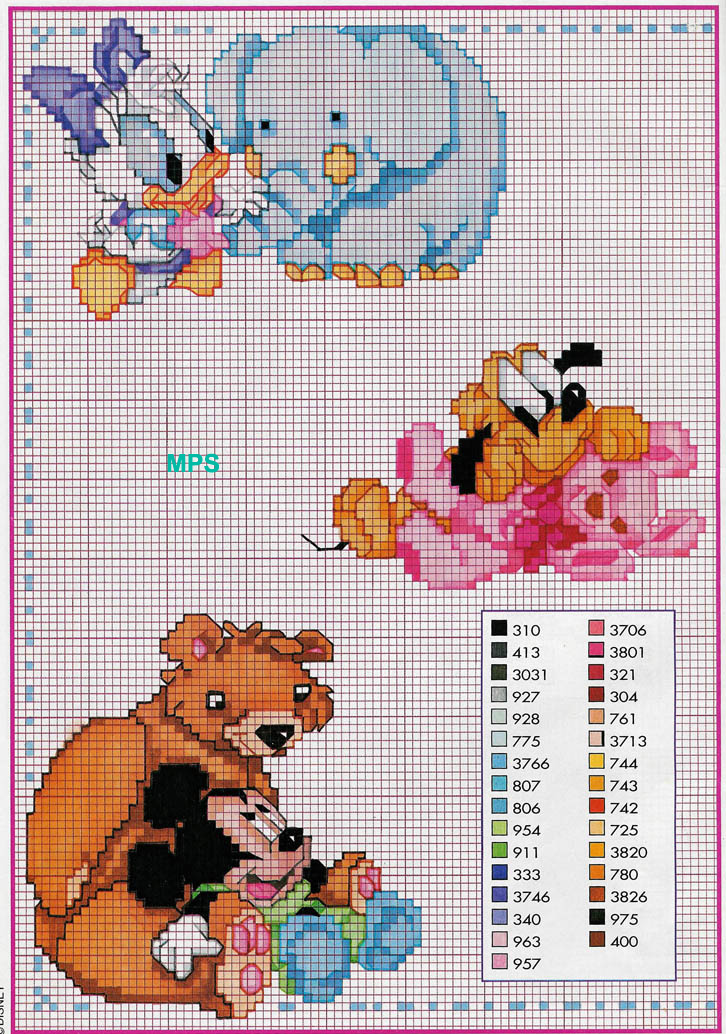 Cross stitch baby Disney with animals