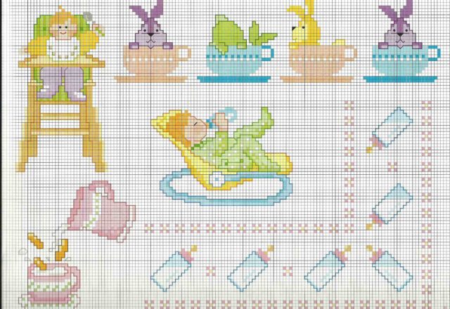 Cross stitch baby blanket baby food and bunnies