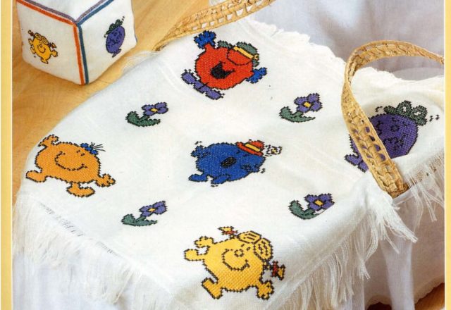 Cross stitch baby blanket with Little Miss characters (2)