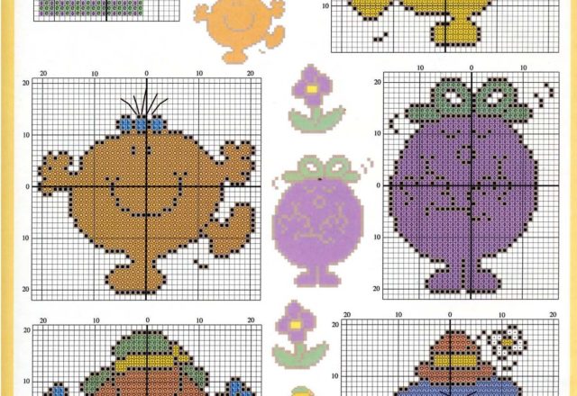 Cross stitch baby blanket with Little Miss characters (3)