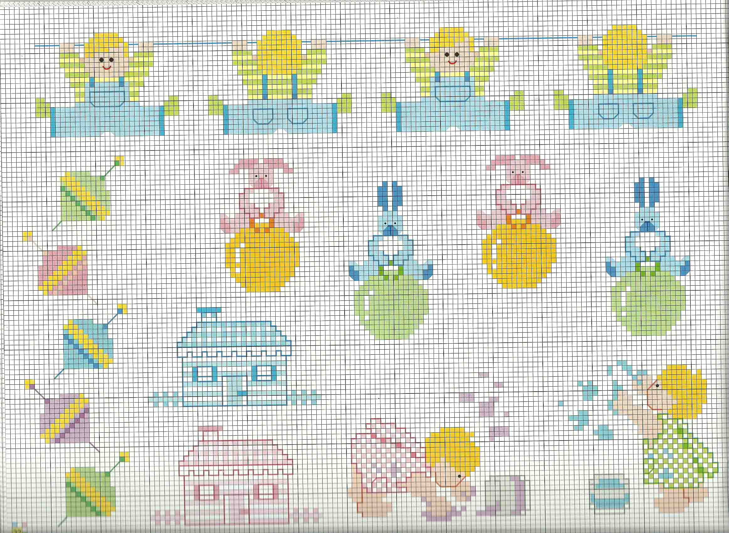 Cross stitch baby blankets painting and playing