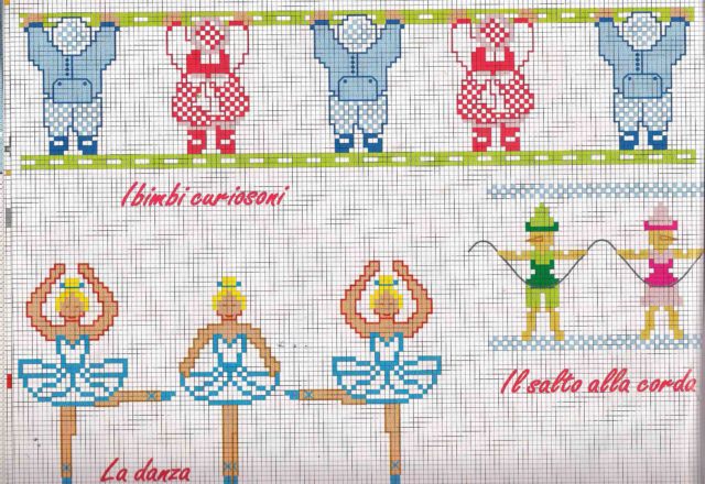 Cross stitch baby borders with dancers