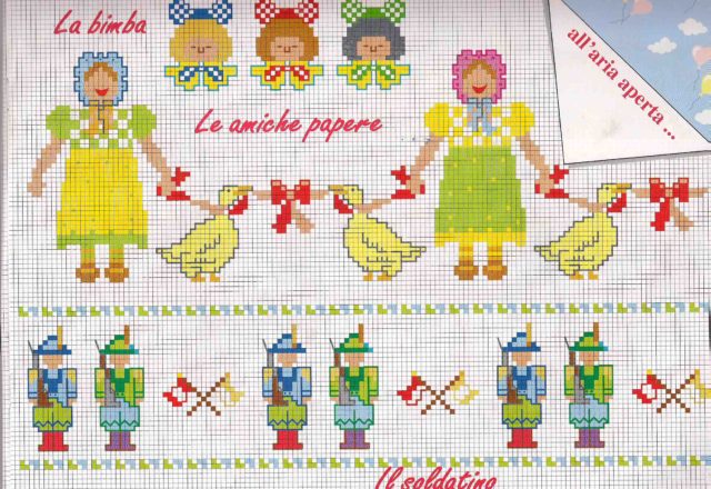 Cross stitch baby borders with soldiers