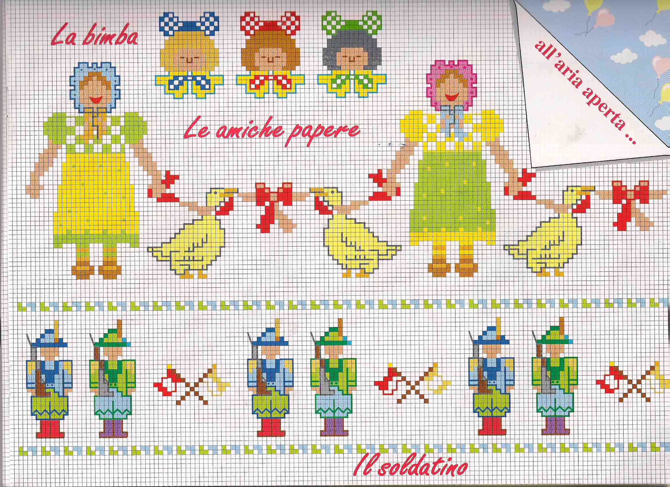 Cross stitch baby borders with soldiers