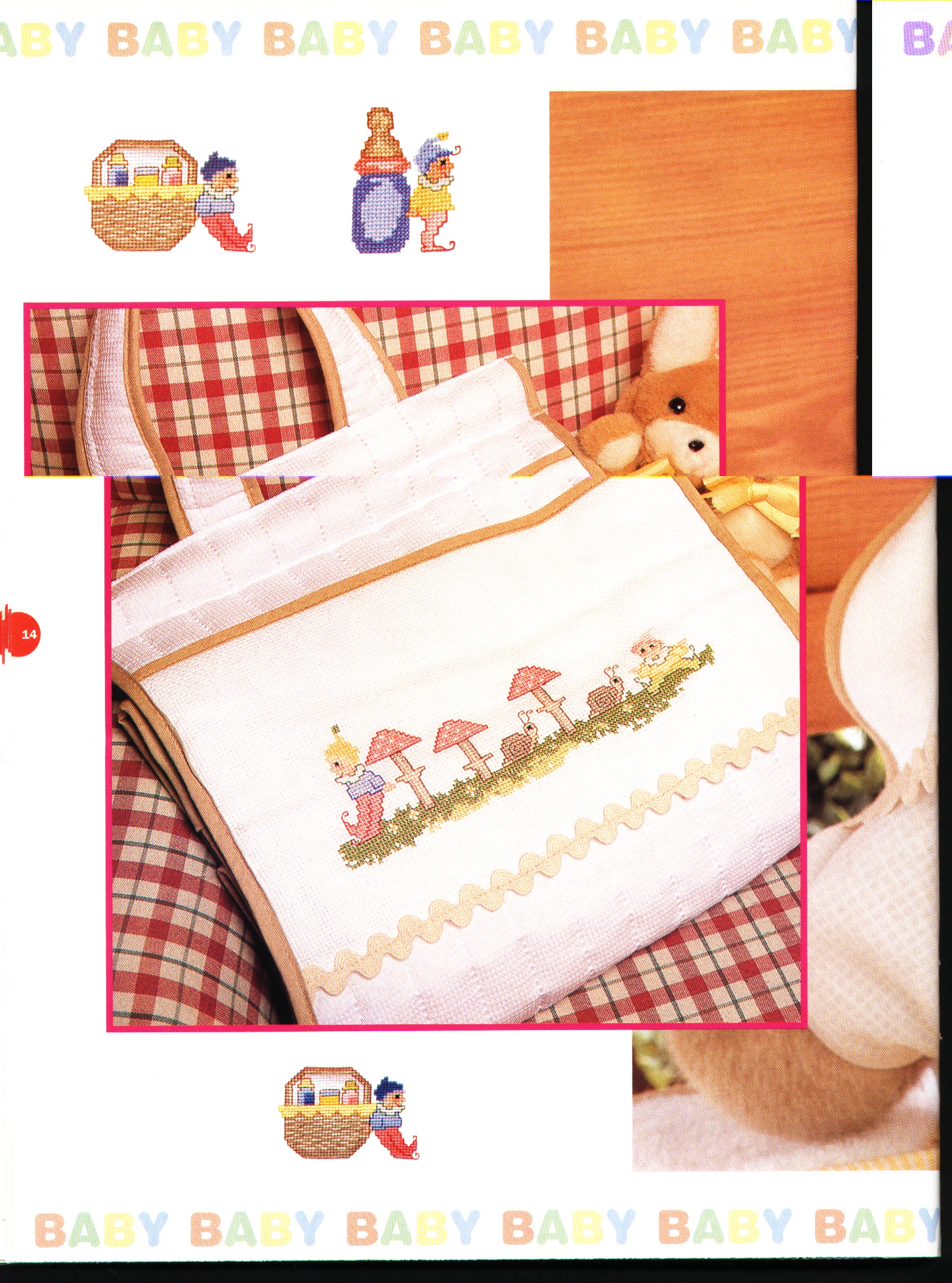 Cross stitch baby nappy stacker with goblins (1)