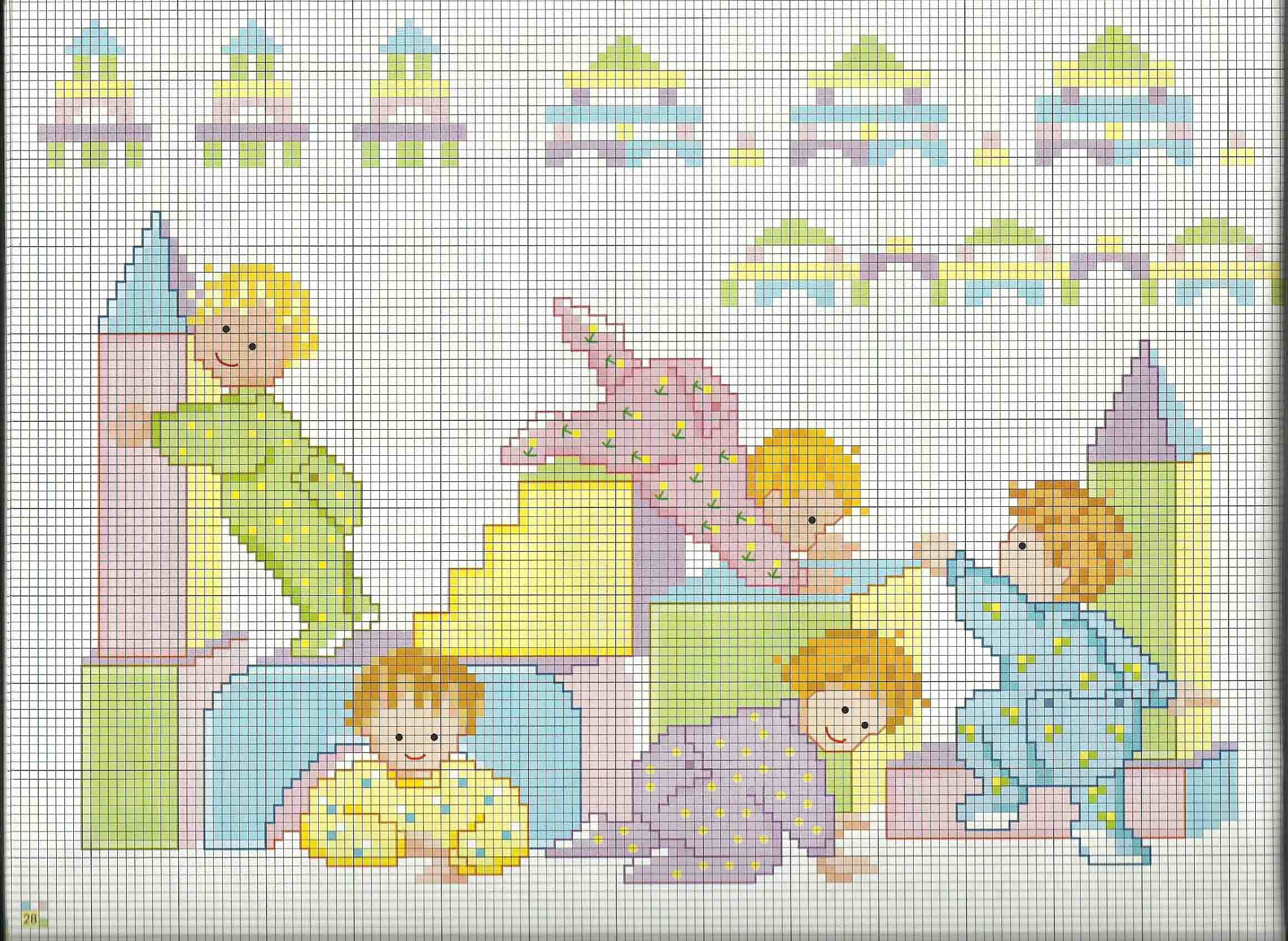 Cross stitch baby patterns baby blanket children playing