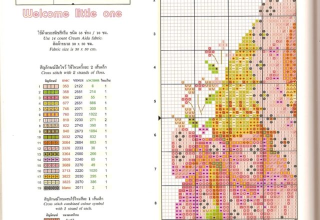 Cross stitch birth bow baby in the basket (1)