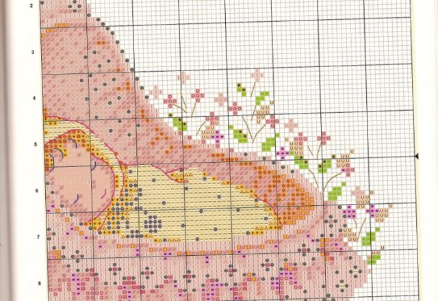 Cross stitch birth bow baby in the basket (2)