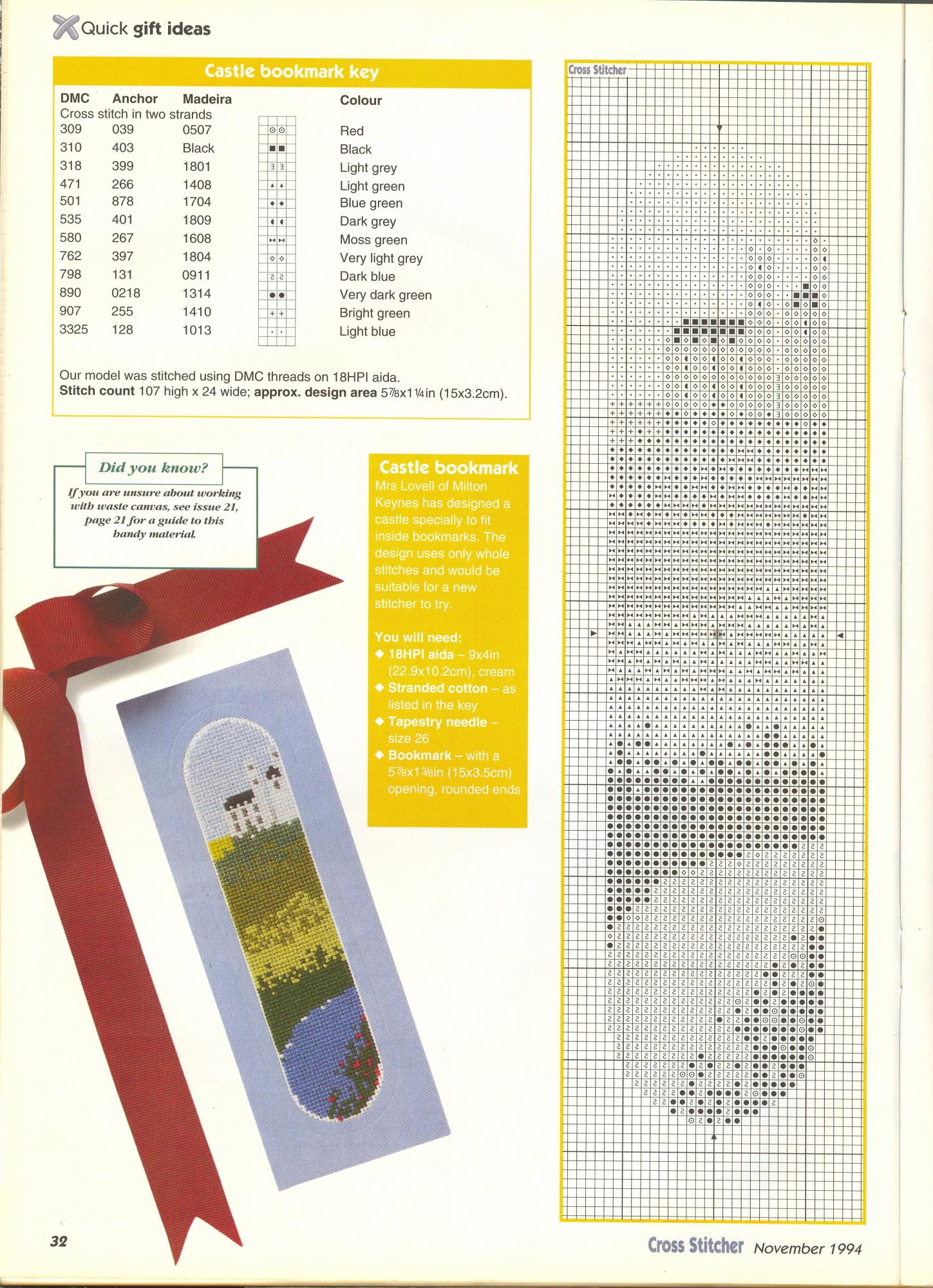 Cross stitch bookmark with landscape