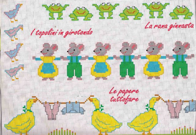 Cross stitch borders with baby animals