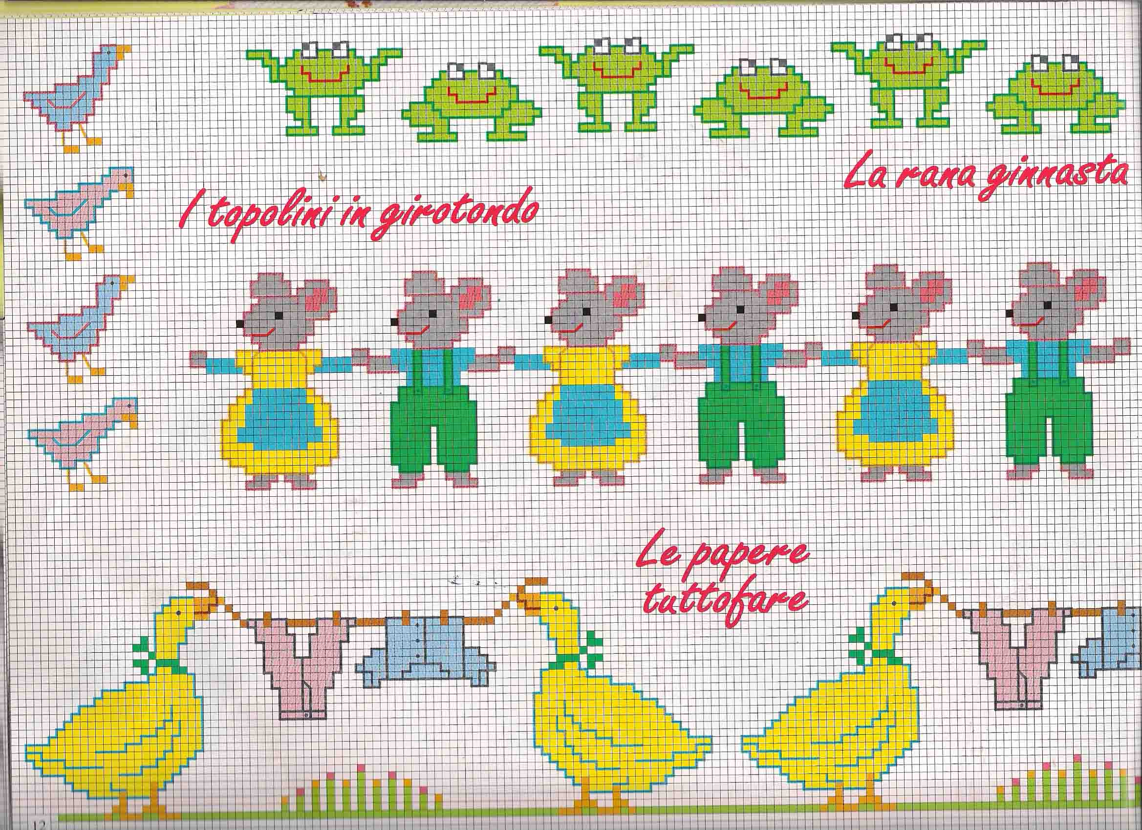Cross stitch borders with baby animals