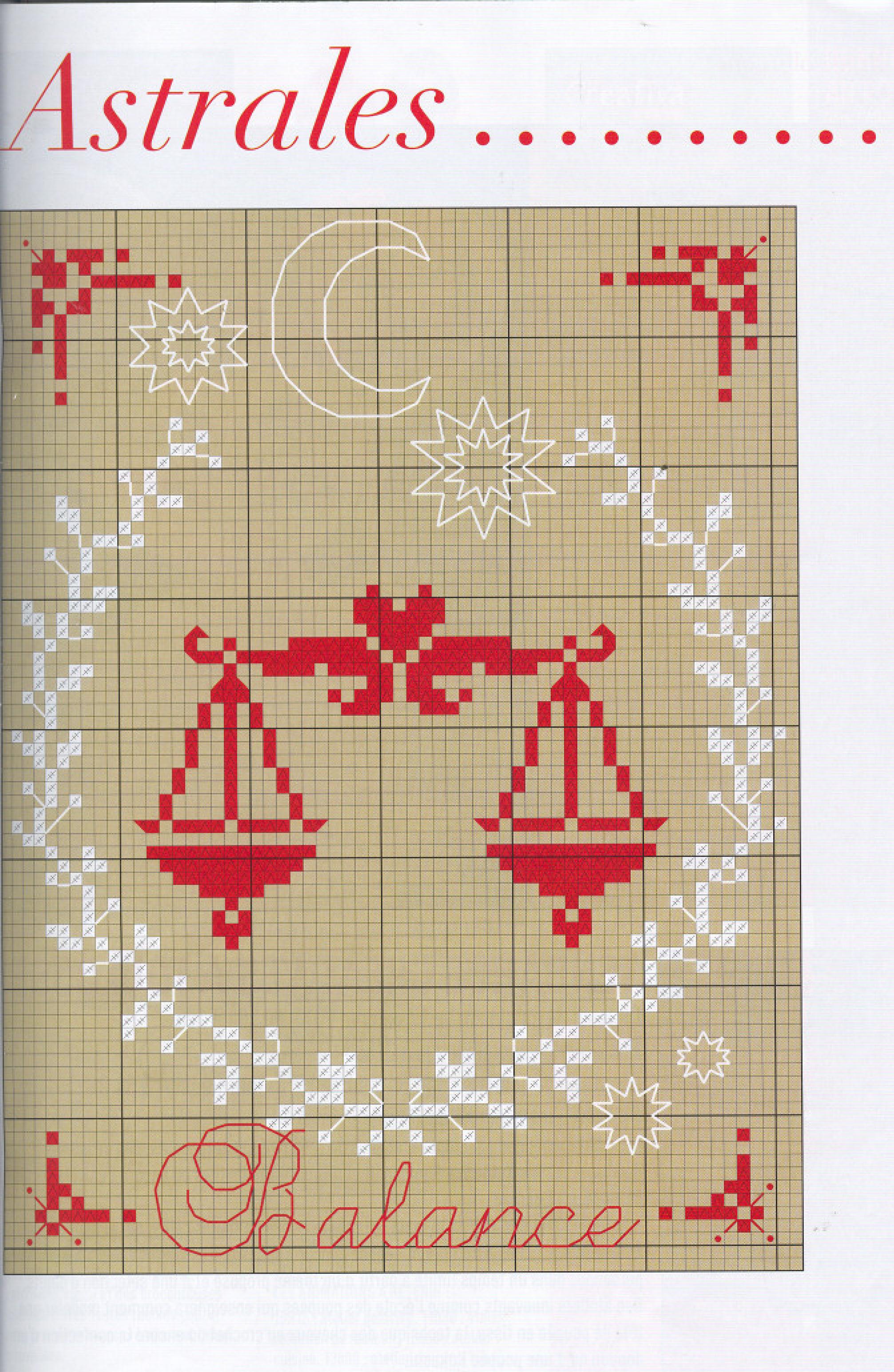 Cross stitch card with Zodiac Sign Libra