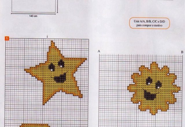 Cross stitch cot sheet stars and herts (5)