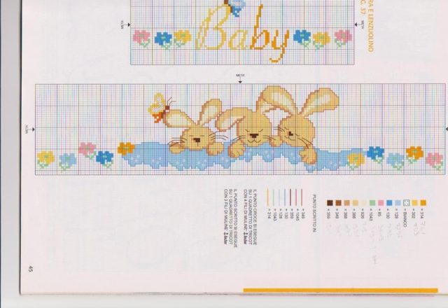 Cross stitch cot sheets bunnies sleeping