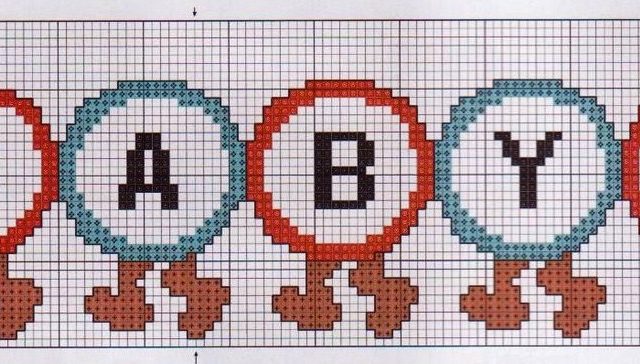 Cross stitch cot sheets with caterpillar and mushrooms (3)