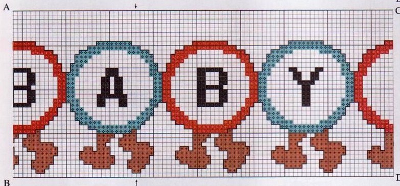 Cross stitch cot sheets with caterpillar and mushrooms (3)
