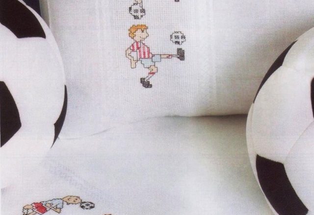 Cross stitch cot sheets with football players (1)