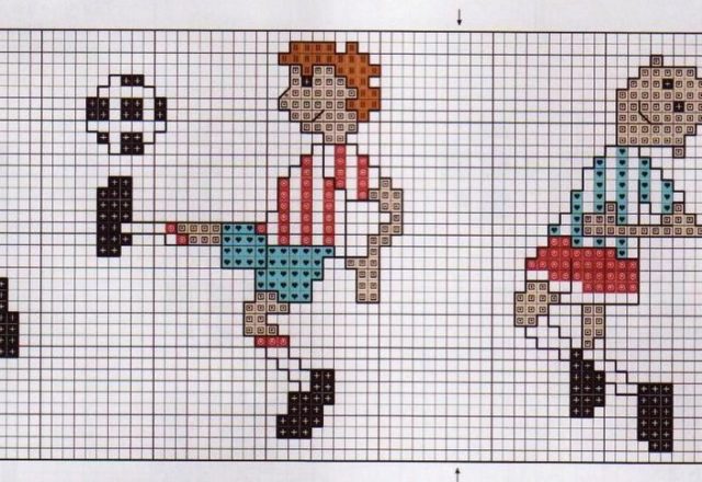 Cross stitch cot sheets with football players (3)