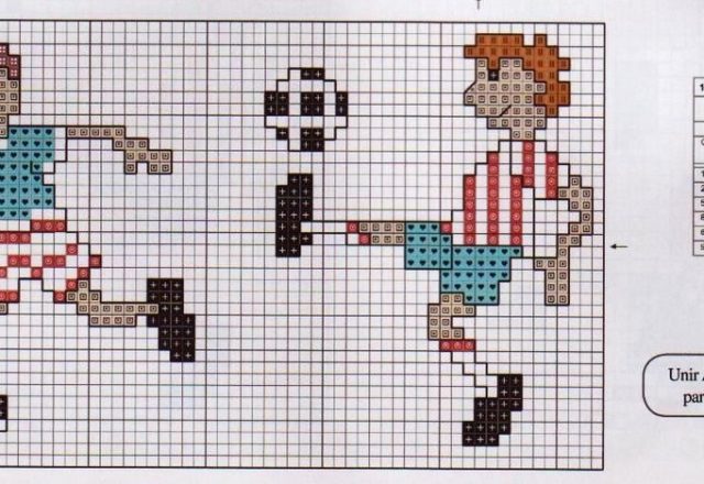 Cross stitch cot sheets with football players (4)