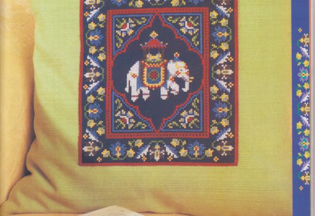 Cross stitch cushion with Indian elephant (2)