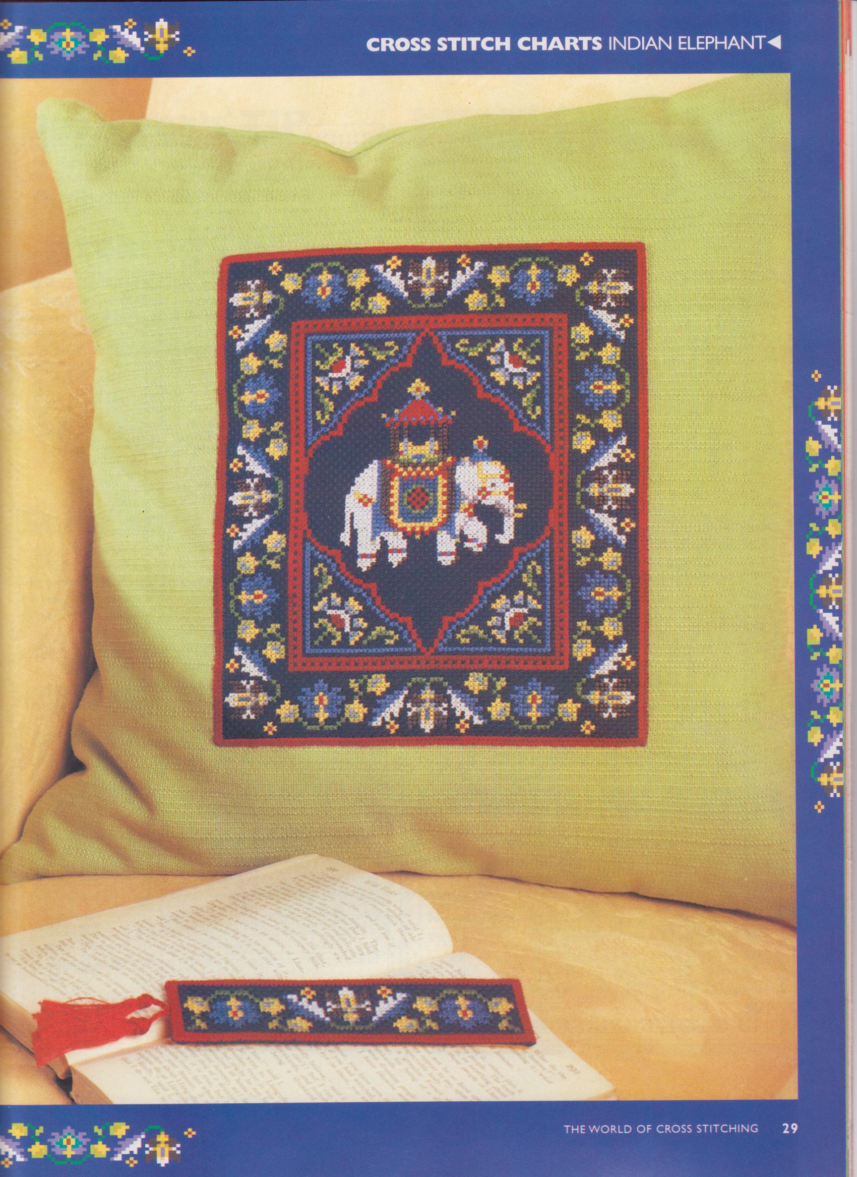 Cross stitch cushion with Indian elephant (2)