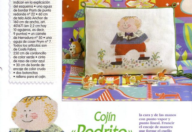 Cross stitch cushion with funny child (1)