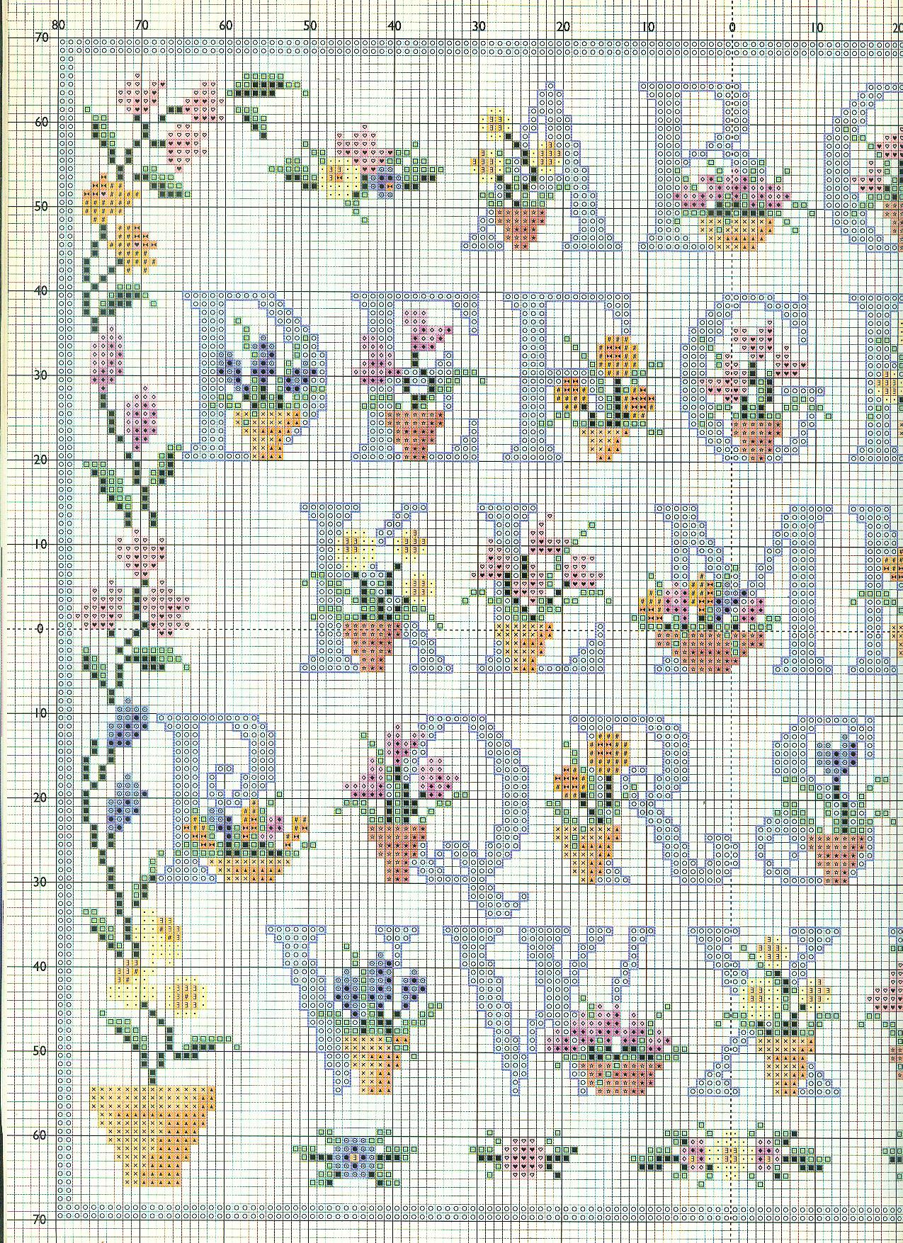 Cross stitch floral alphabet with uppercase light blue letters (1)