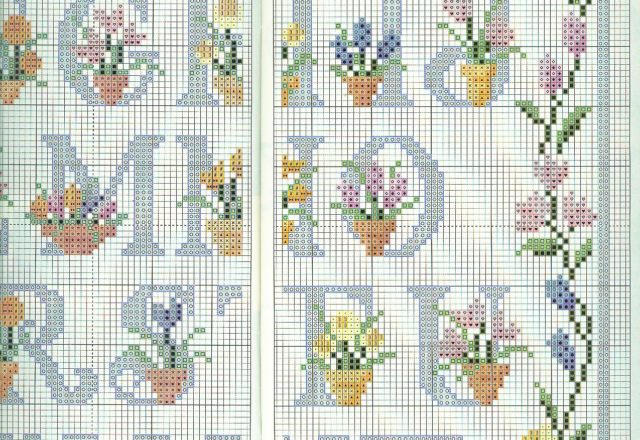 Cross stitch floral alphabet with uppercase light blue letters (2)