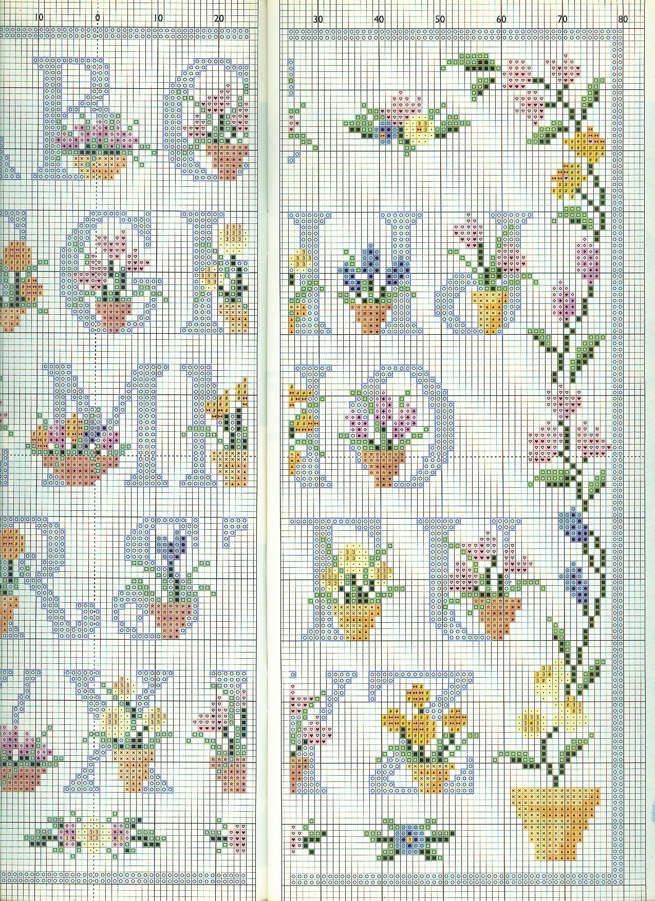 Cross stitch floral alphabet with uppercase light blue letters (2)