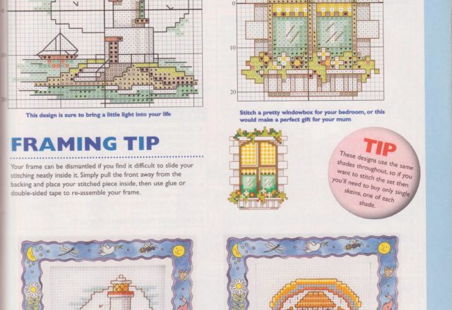 Cross stitch frames with a lighthouse and a window (2)