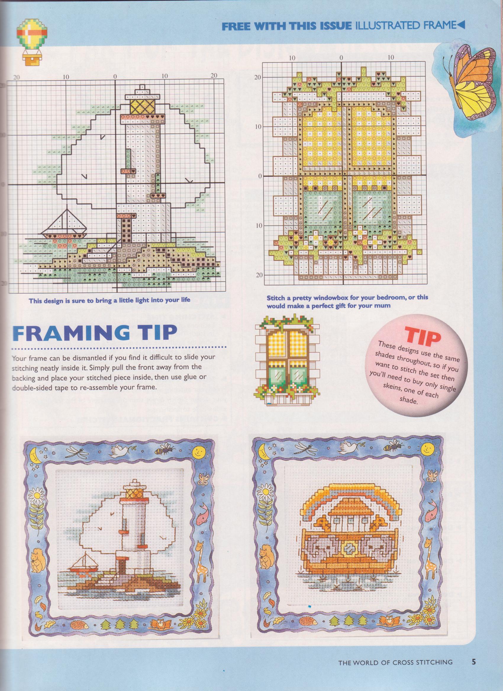 Cross stitch frames with a lighthouse and a window (2)