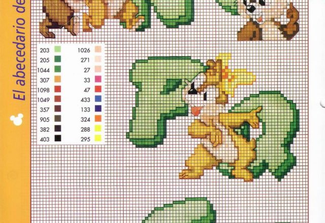 Cross stitch green alphabet Chip and Dale (3)