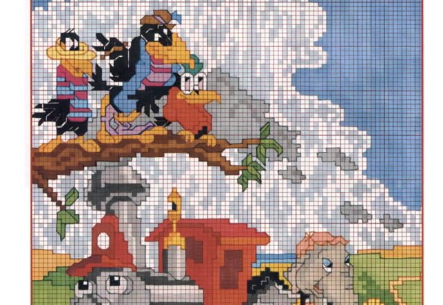 Cross stitch half stitch panel with Dumbo (1)