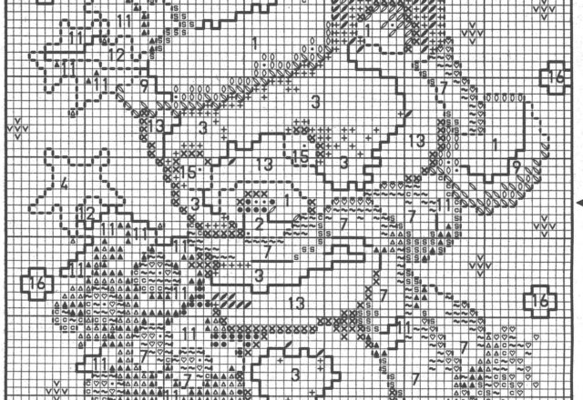 Cross stitch home painting pattern with a Christmas teddy bear (3)