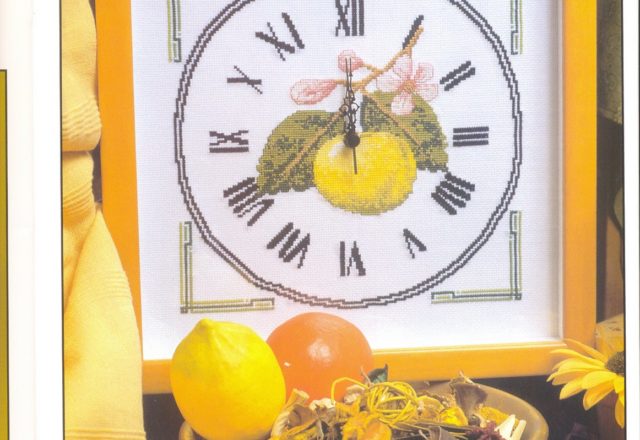 Cross stitch lemon clock (1)
