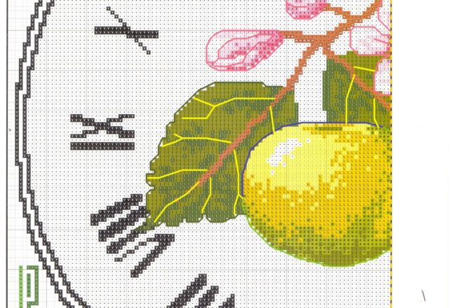 Cross stitch lemon clock (2)