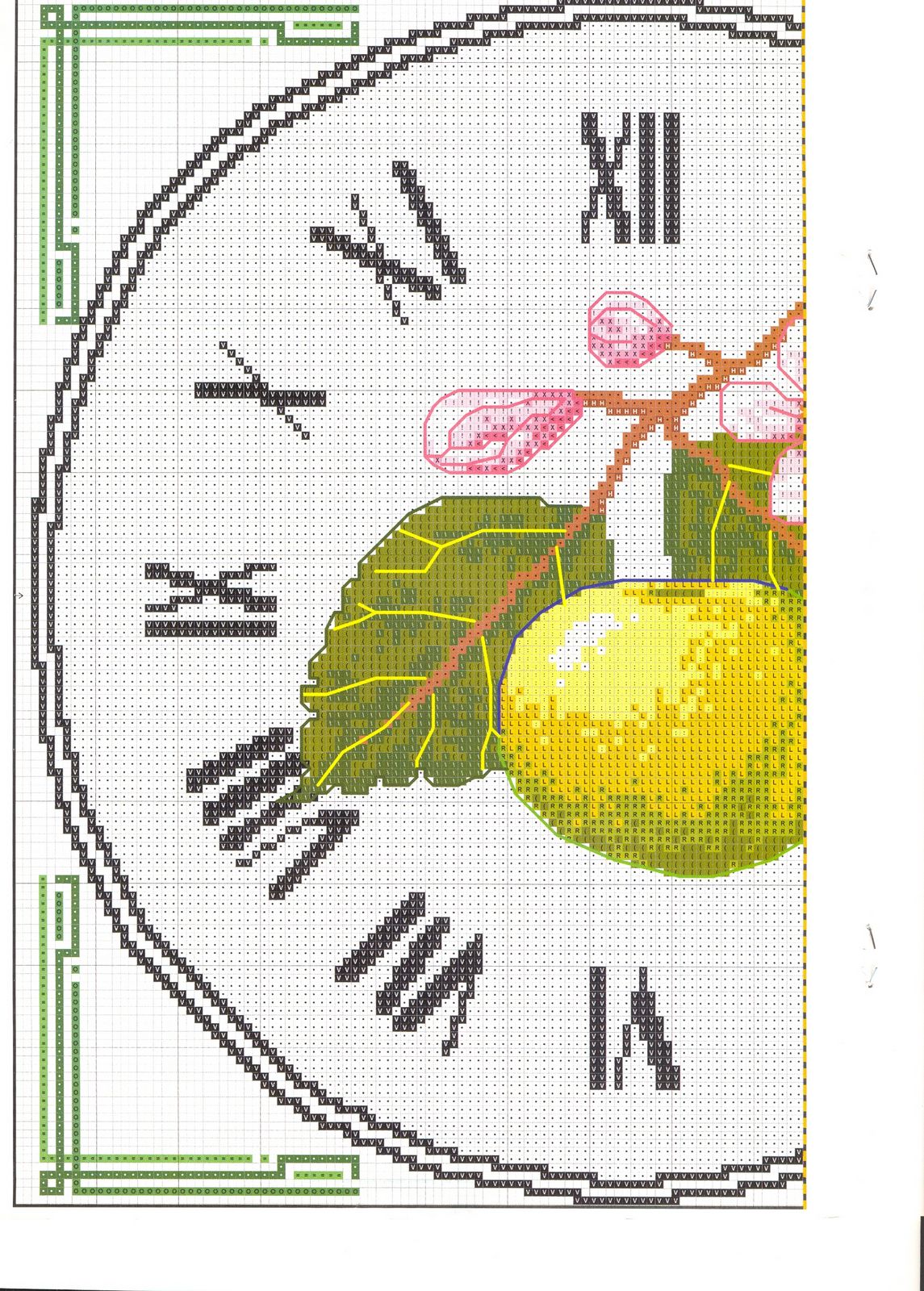 Cross stitch lemon clock (2)