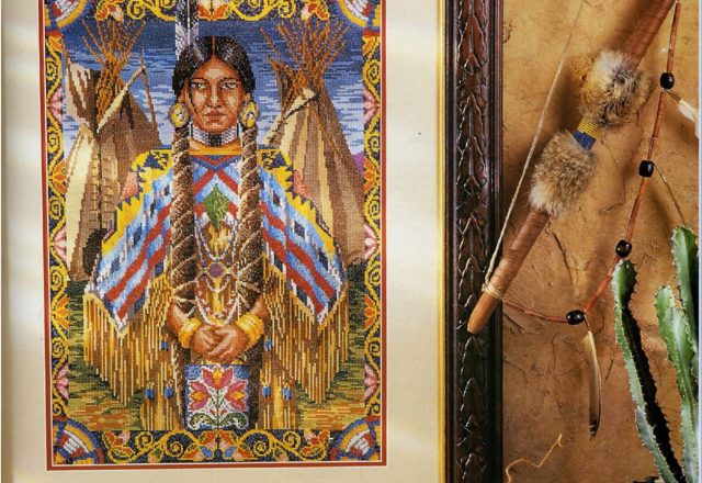 Cross stitch painting with Native Americans (1)